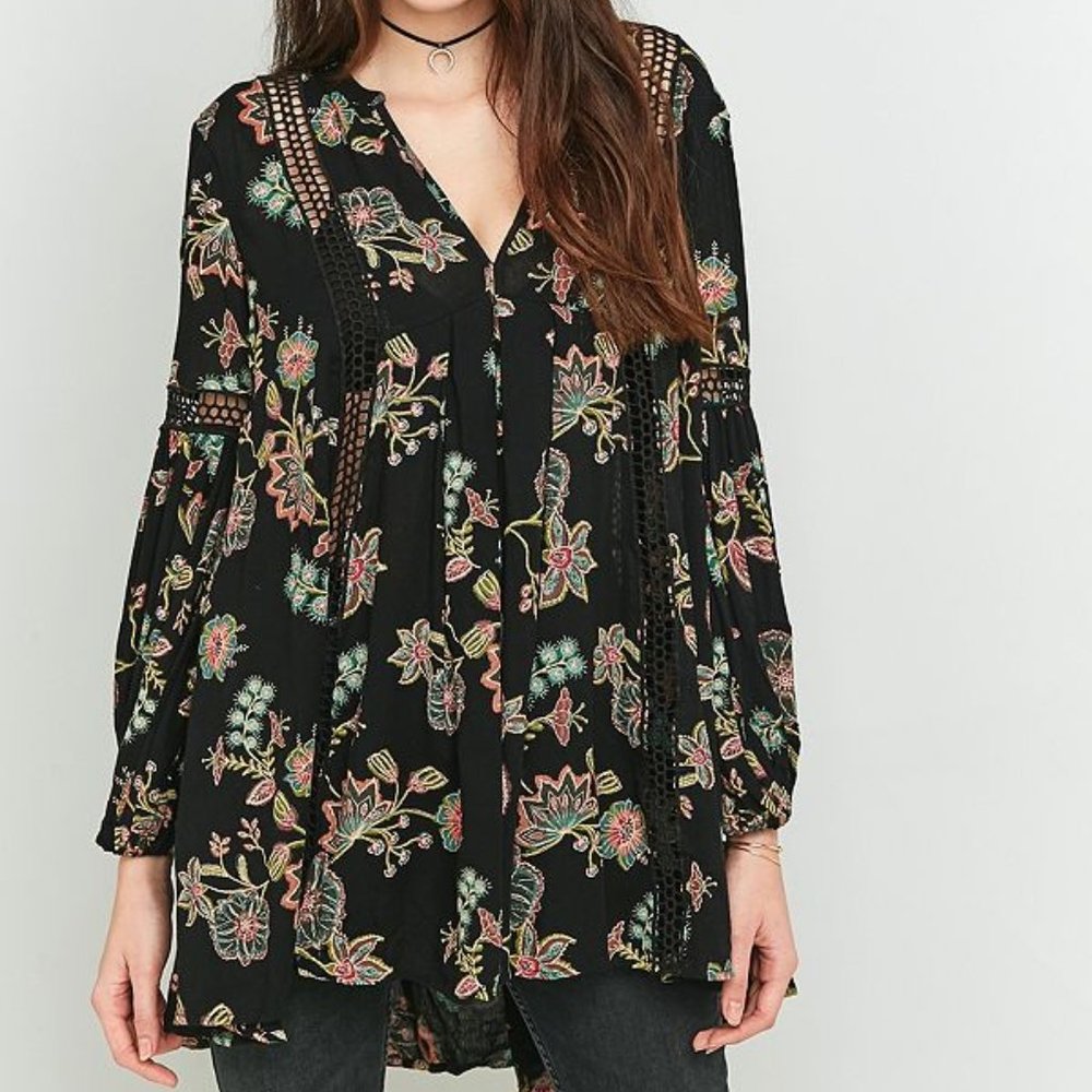 FP Free People Floral Tunic Size M